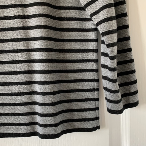 LOFT 100% Cotton Collared V-Neck Double Breasted Pockets Striped Jacket Size MP - Picture 13 of 16